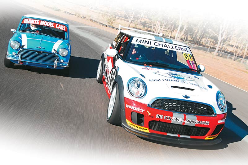 1964 mini cooper s race car vs 2008mini challenge race car